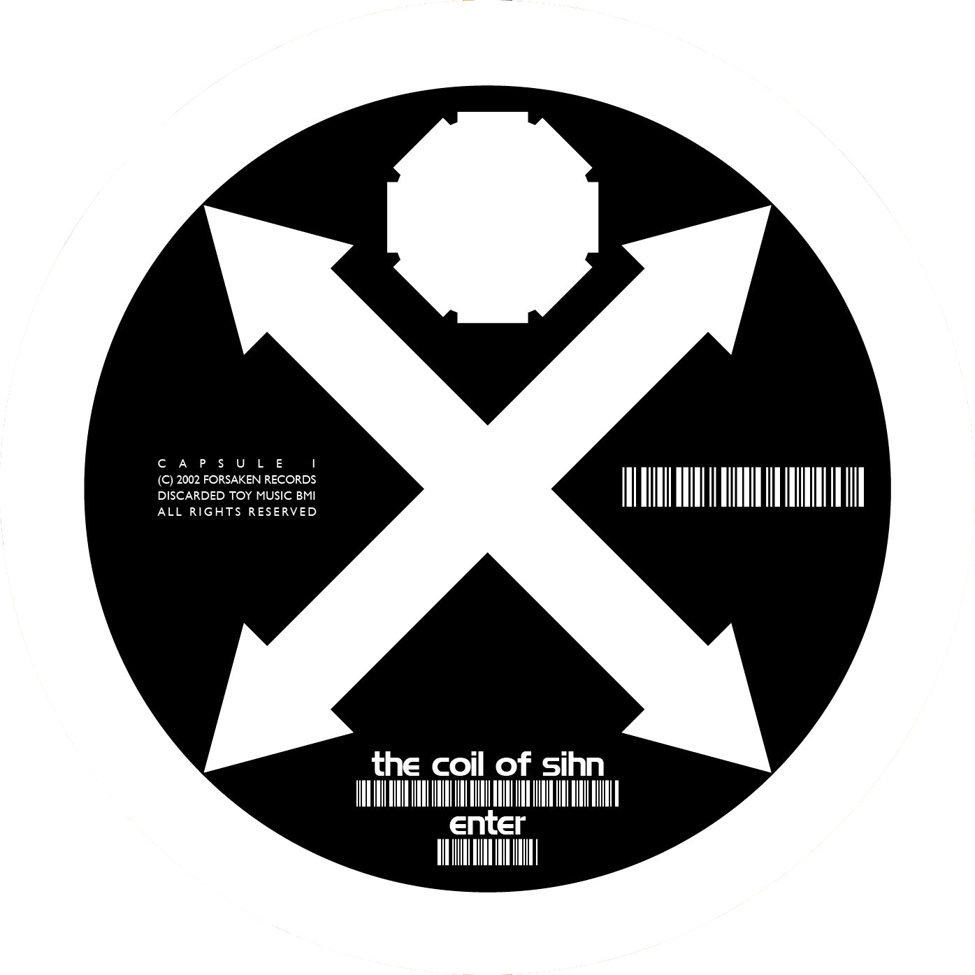 This image is of the compact disc label for The Coil Of Sihn's album Enter.