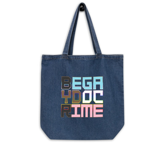 Be Gay Do Crime Trans Pride Progress Colorwash Organic Denim Tote Bag