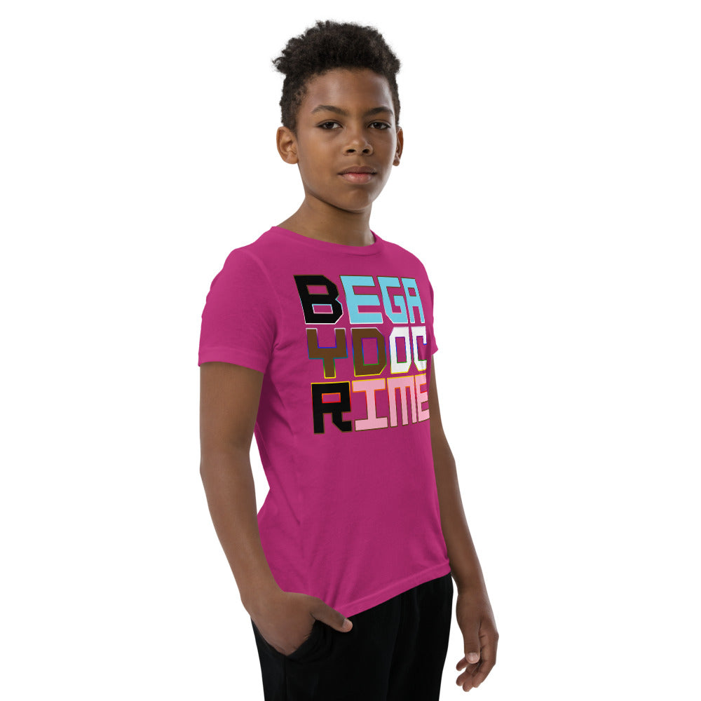 Be Gay Do Crime Trans Pride Progress Colorwash Unisex Youth Short Sleeve T-Shirt