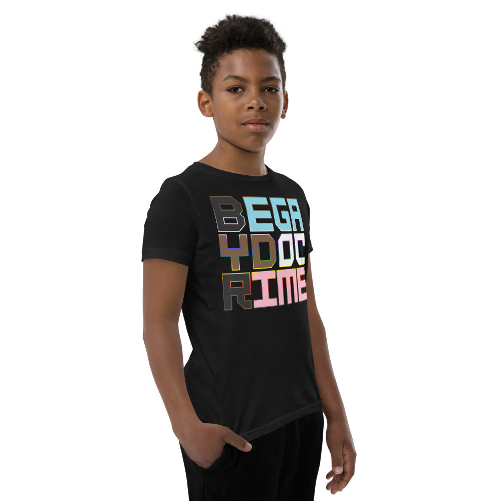 Be Gay Do Crime Trans Pride Progress Colorwash Unisex Youth Short Sleeve T-Shirt