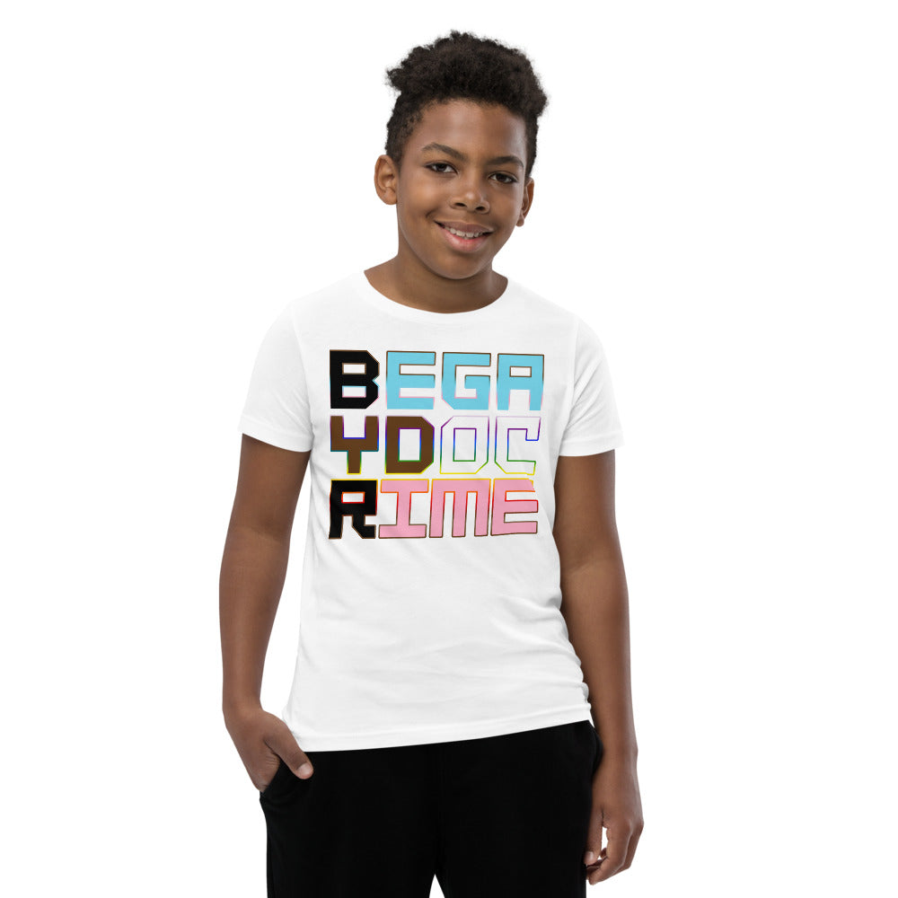 Be Gay Do Crime Trans Pride Progress Colorwash Unisex Youth Short Sleeve T-Shirt